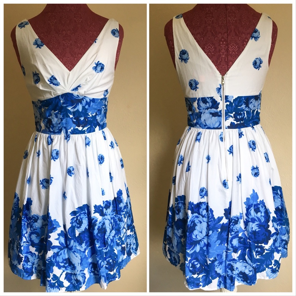 Betsey Johnson Blue White Floral Dress